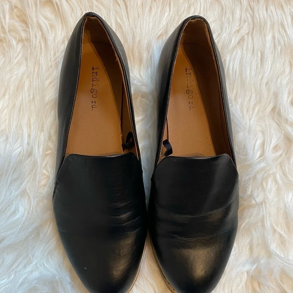 INDIGO RD. Irhani  Leather Slip On Loafer Black‎ Flats 6M